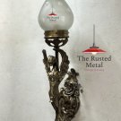 Art Deco Mermaid Wall Sconce | Vintage Brass Wall Light Fixture & Frosted Glass
