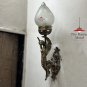 Art Deco Mermaid Wall Sconce | Vintage Brass Wall Light Fixture & Frosted Glass