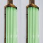 Art Deco Brass & Green Glass Rod Wall Sconce Pair - Vintage Light Fixtures