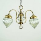 Mid-Century Art Deco Brass Chandelier – Teardrop Diamond Crystal Glass Light