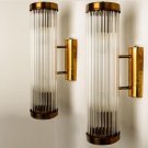 Art Deco Brass & Glass Rod Skyscraper Wall Light Pair - Vintage Antique Sconce Art Deco Brass & Glass Rod Skyscraper Wall Light Pair - Vintage Antique Sconce