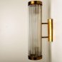 Art Deco Brass & Glass Rod Skyscraper Wall Light Pair - Vintage Antique Sconce