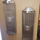 Set of 2 Vintage Nickel Brass & Glass Rod Ship Wall Sconce Lamps – Art Deco