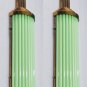 Art Deco Brass & Green Glass Rod Wall Sconce Pair - Vintage Light Fixtures