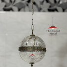 Rare Art Deco Vintage Hanging Ceiling Pendant Light Crystal Cut Glass Brass