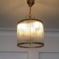 Art Deco Brass Chandelier Hanging Ceiling Lamp Ship Glass Light Fixture Vintage
