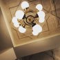 Art Deco Brass Ceiling Fixture 12 Light Milk Glass Shade Vintage Hanging Lamp