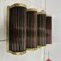 Art Deco Brass Wall Sconce with Green & Red Glass Rods - Vintage Style Set Of 4