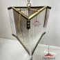 Rare Vintage Art Deco Brass Triangle Chandelier | Antique Glass Rod Pendant Lamp