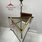 Rare Vintage Art Deco Brass Triangle Chandelier | Antique Glass Rod Pendant Lamp