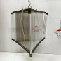 Rare Vintage Art Deco Brass Triangle Chandelier | Antique Glass Rod Pendant Lamp
