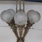 Rare Vintage Art Deco Nouveau Mashaal 6-Light Chandelier - Heavy Brass & Glass