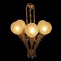 Rare Vintage Art Deco Nouveau Mashaal 6-Light Chandelier - Heavy Brass & Glass