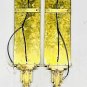 Industrial Vintage Brass Wall Sconce Lamps - Set of 2 Glass Rod Light Fixtures