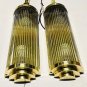 Industrial Vintage Brass Wall Sconce Lamps - Set of 2 Glass Rod Light Fixtures