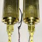 Industrial Vintage Brass Wall Sconce Lamps - Set of 2 Glass Rod Light Fixtures
