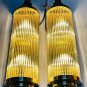 Industrial Vintage Brass Wall Sconce Lamps - Set of 2 Glass Rod Light Fixtures