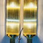 Industrial Vintage Brass Wall Sconce Lamps - Set of 2 Glass Rod Light Fixtures