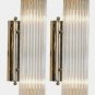 Art Deco Chrome Brass & Glass Rod Ship Light Wall Sconces - Elegant Pair Light