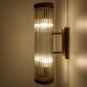 Vintage Art Deco Brass & Glass Rod Wall Sconce Light - Antique Ship Lighting Set