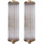 Vintage Art Nouveau Brass & Glass Rod Wall Sconce Ornate Light Fixtures Pair