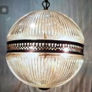 Exquisite Vintage Art Deco Brass & Cut Crystal Glass Ceiling Pendant Light
