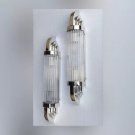 Pair Vintage Art Deco Wall Sconces – Nickel Brass & Glass Rod Ship Lights Pair Vintage Art Deco Wall Sconces – Nickel Brass & Glass Rod Ship Lights