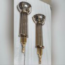 Antique Art Deco Skyscraper Brass & Glass Rod Wall Sconce Lamp Vintage Light Fix