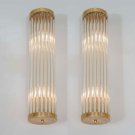 Antique Art Deco Brass & Glass Rod Wall Sconces – Vintage Light Appliques Pair Antique Art Deco Brass & Glass Rod Wall Sconces – Vintage Light Appliques Pair