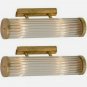 Antique Art Deco Brass & Glass Rod Wall Sconces – Vintage Light Appliques Pair