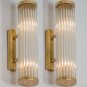 Antique Art Deco Brass & Glass Rod Wall Sconces – Vintage Light Appliques Pair