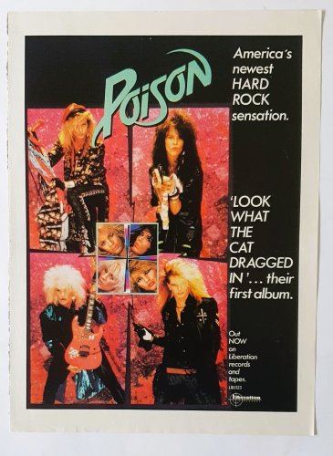 POISON LOOK WHAT CAT DRAGGED IN magazine advert pin-up pull-out poster 1 page
