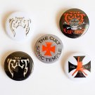 THE CULT Badge Button Set 25mm 1" Pins Pinback 1980s Electric Sonic Temple Duffy