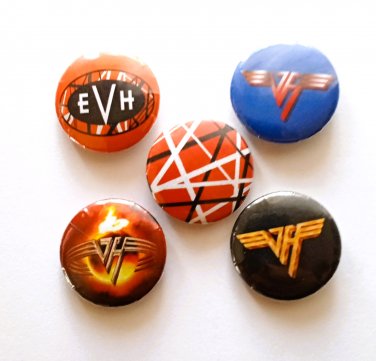 VAN HALEN Badge Button Set 25mm 1" Pins Pinback 1980s Eddie David Lee Roth rock