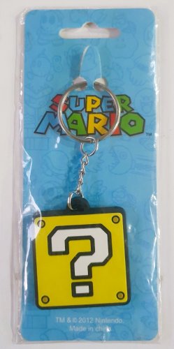Super Mario Bros. keyring mystery box keychain official Nintendo rubber ? block