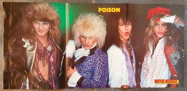 POISON Bret Michaels magazine pull out pin up 3 triple page centre fold poster