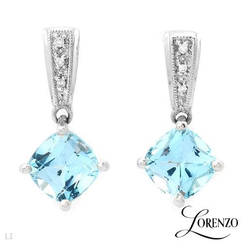 3.90 ctw Lorenzo Princess Cut Diamond & Topaz Earrings