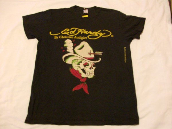 NWT Rare Authentic Ed Hardy Menacing Cowboy Skull Shirt Sz L