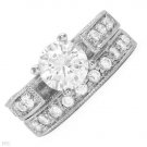 3.65 ctw Cubic Zirconia Round Engagement Ring Set Size 5