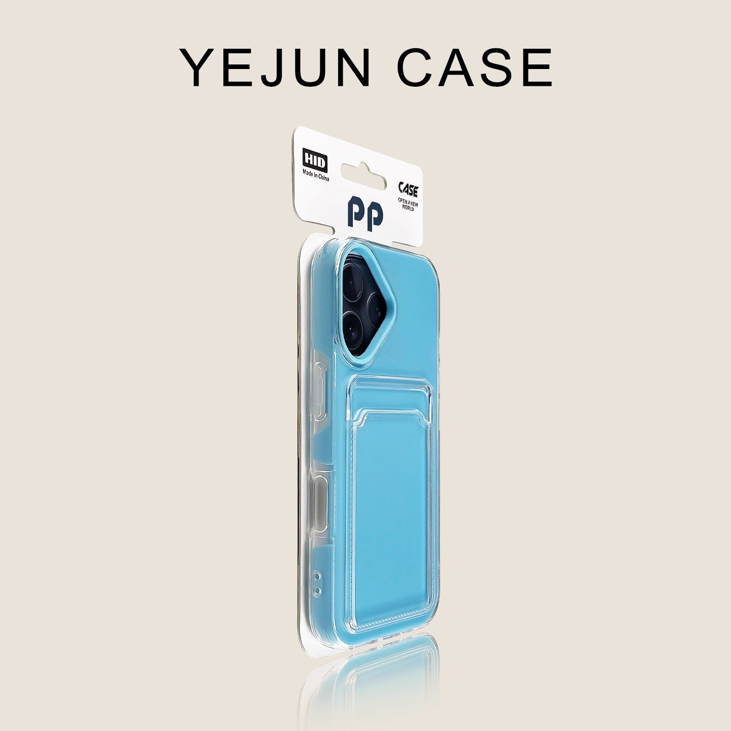 Sky Blue Transparent iPhone Case Card Holder &acirc;�� Fits iPhone 16/15/14/13/12 &acirc;�� Ships from China