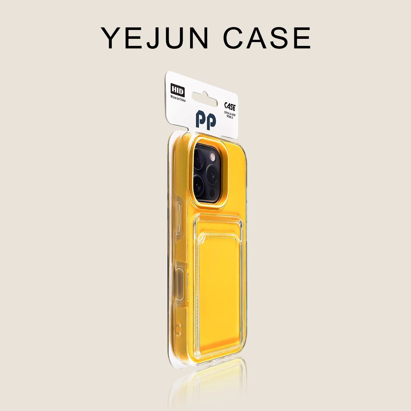 Dark Yellow Transparent Card Holder iPhone Case 16/15/14/13/12 &acirc;�� Ships from China