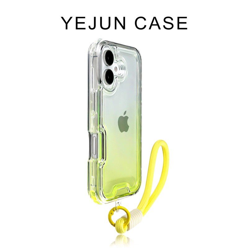 Translucent Yellow iPhone 17/16 Pro Max Gradient Hard Case with Yellow Bracelet &acirc;�� Ships from China