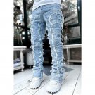 Streetwise Stretch Patch Jeans For Men Bottom Baggy Men's Clothing Summer Solid