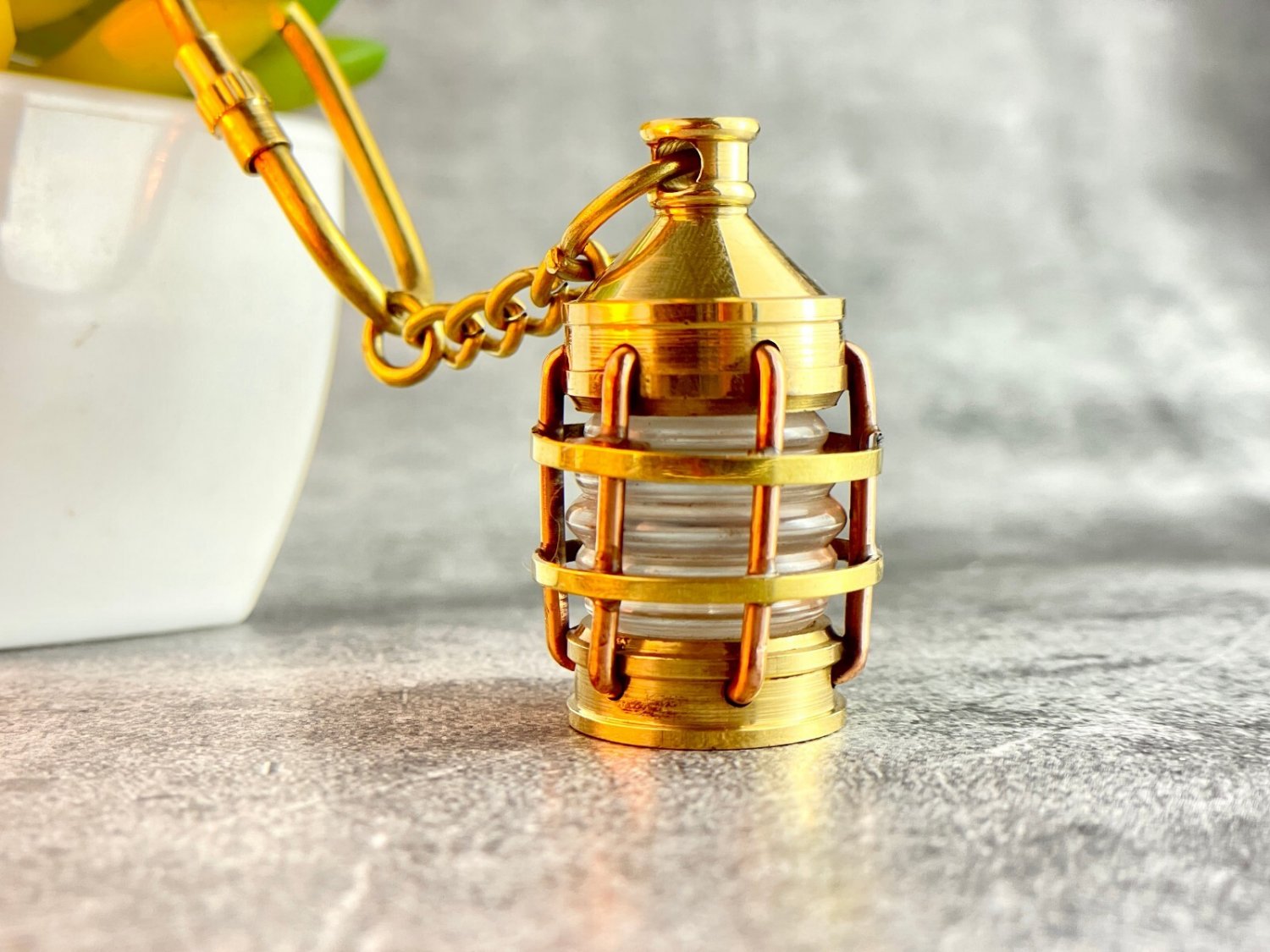Brass Ship Lantern Keychain - Small Ship Light - Nautical Ship Lamp, Jewelry Gif