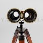 Nautical Antique 6" Brass Binocular Desk Telescope with Table Tripod Stand