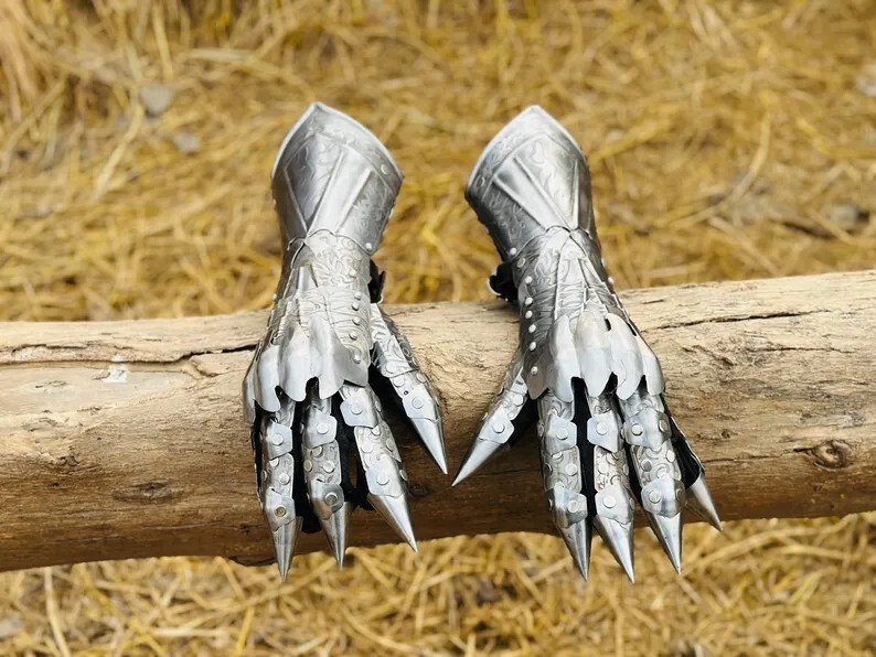 Medieval Nazgul Etching Gloves Set Medieval Knight Gothic Gauntlet Gloves