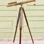 Vintage Antique Nautical Gift Decorative Wooden Standing Brass Telescope Tripod