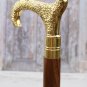 Classic Walking Stick - Wooden and Brass - Elegant Goldene Cane Gift for Grand
