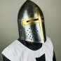 Knight Templar Helmet Holy Brass Cross Templar Crusader Helmet With Cloak