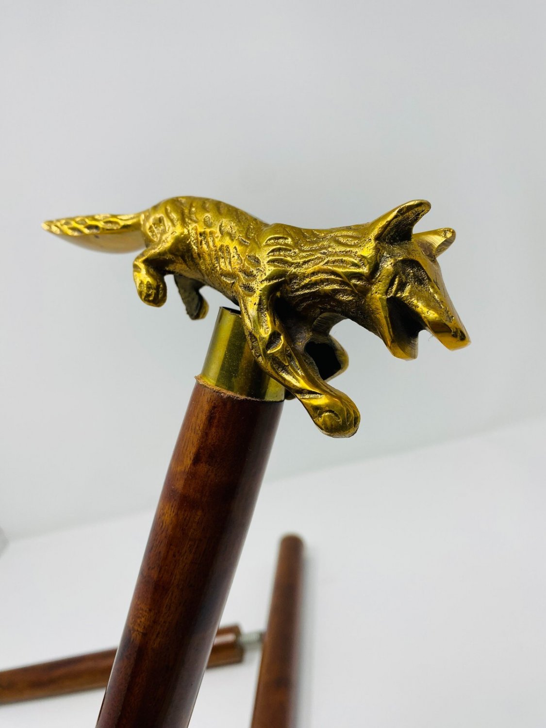 Leopard Brass Handle Wood Walking Stick Cane Antique Vintage For Gift Nautical